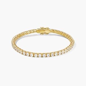 NEW - MEJURI - LAB GROWN SAPPHIRE & GOLD TENNIS BRACELET